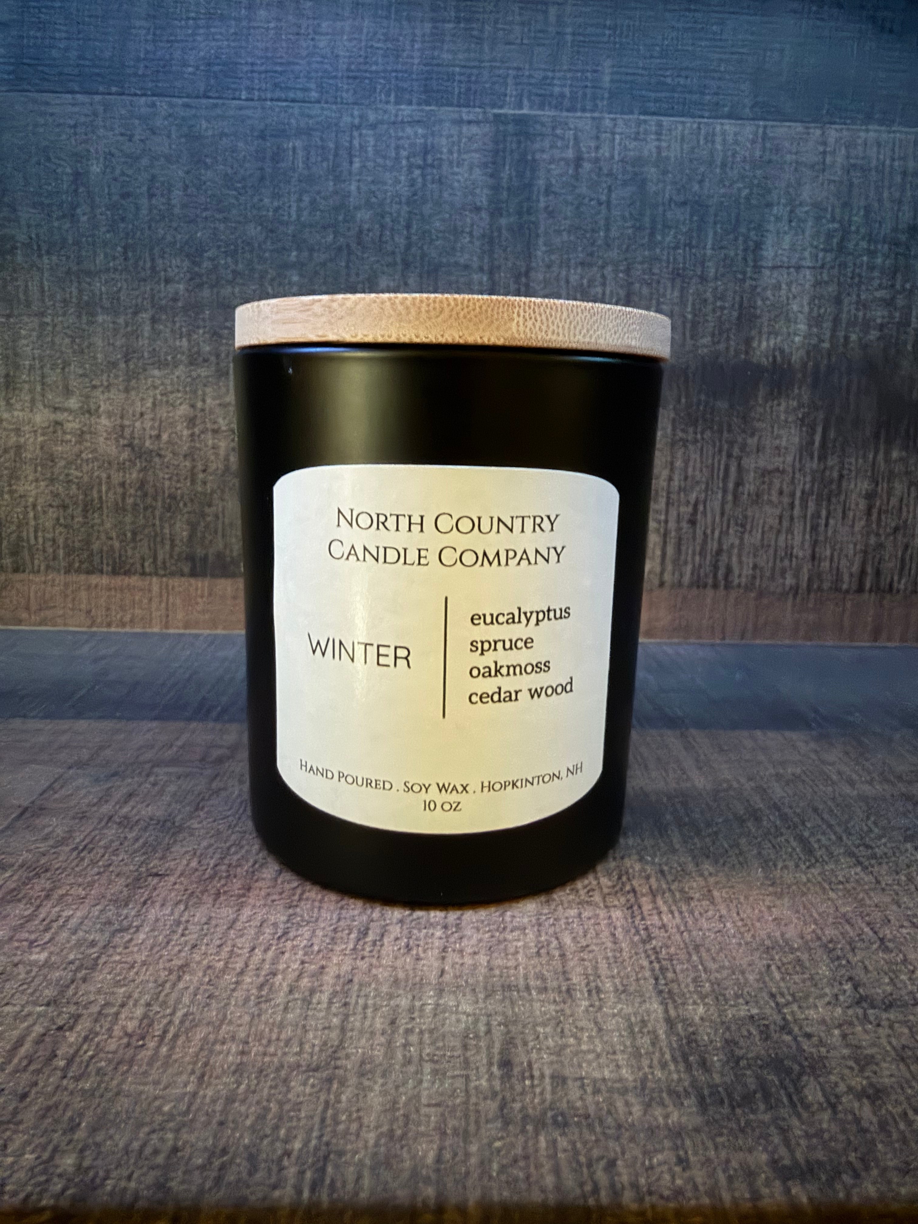 Winter Candle 10 oz Black Jar