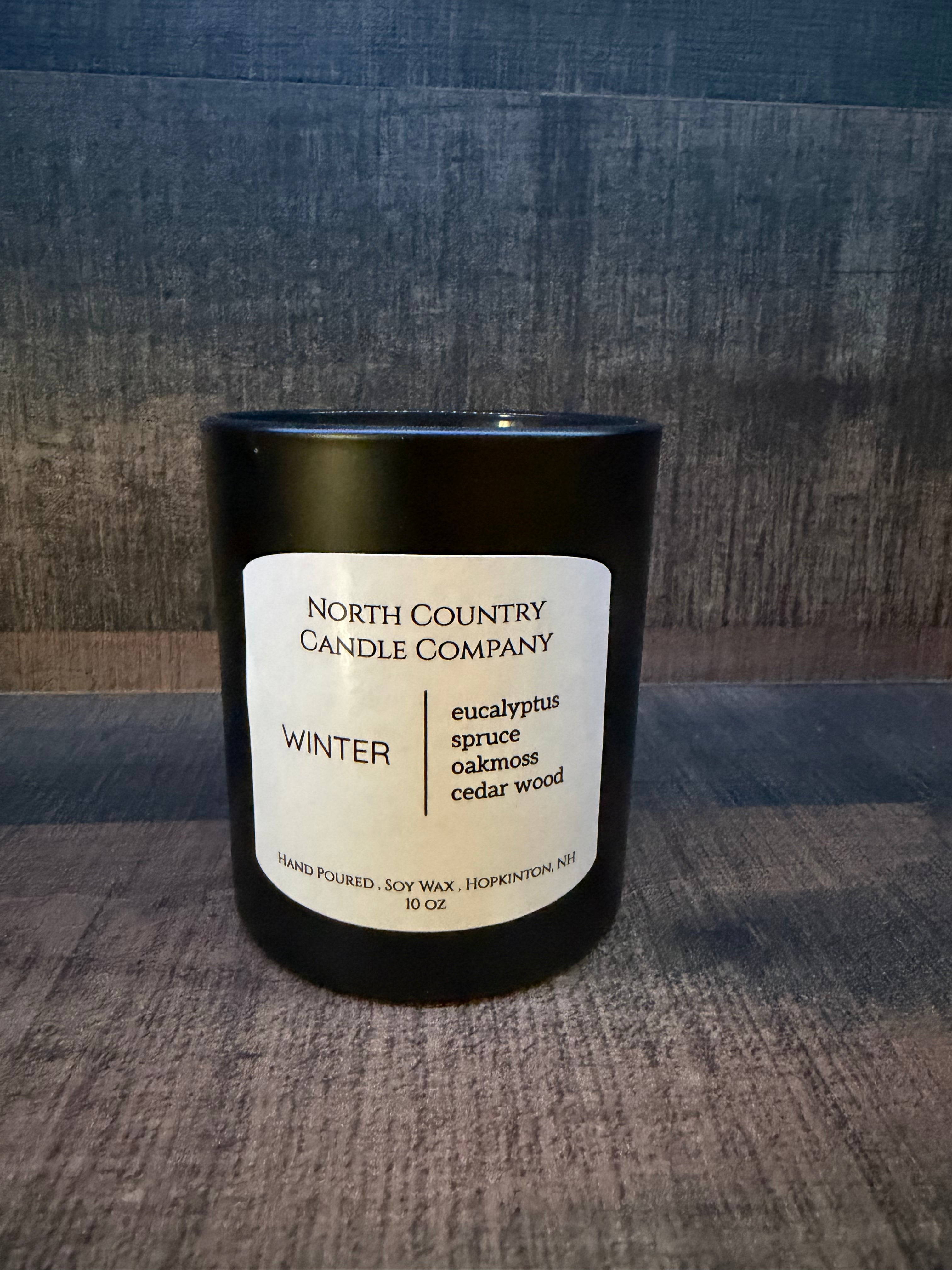 Winter Candle 10 oz Black Jar