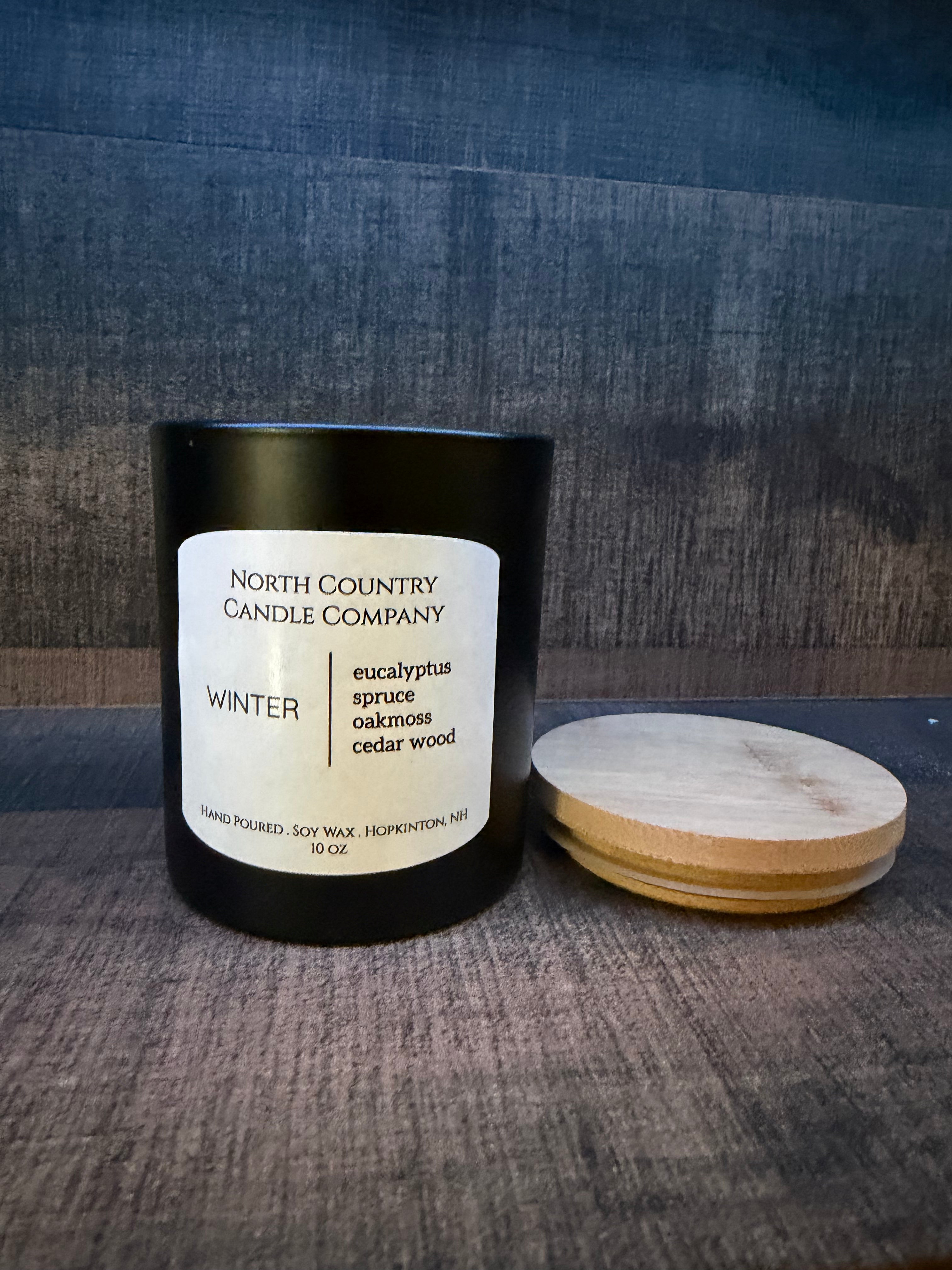 Winter Candle 10 oz Black Jar