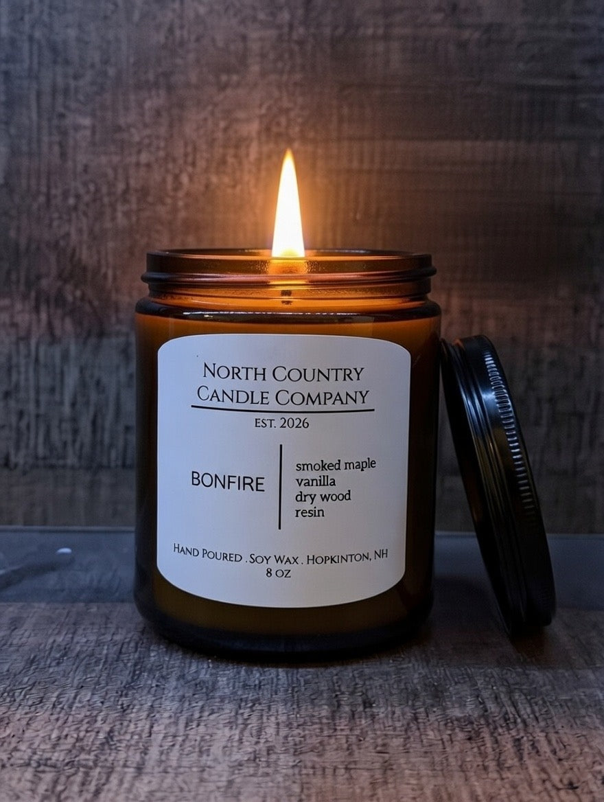 Bonfire Candle 8 oz Amber Jar